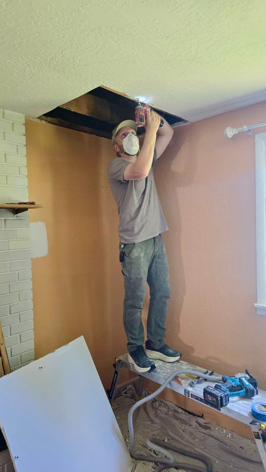 Ceiling Drywall Repair After a Roof Leak Gone Wrong image