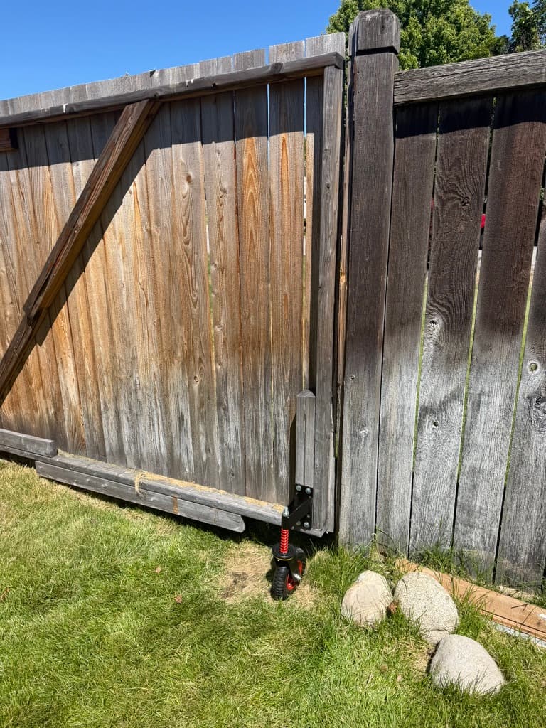 Gallery photos for Dragging Fence Gate Fixed with a Heavy-Duty Wheel Upgrade: Image #1